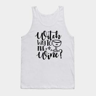 Womens Witch Way To The Wine Funny Halloween Witch Wine Tank Top